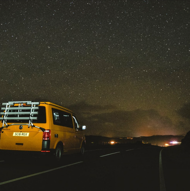 Campervan Hire Glasgow at night in Scotland